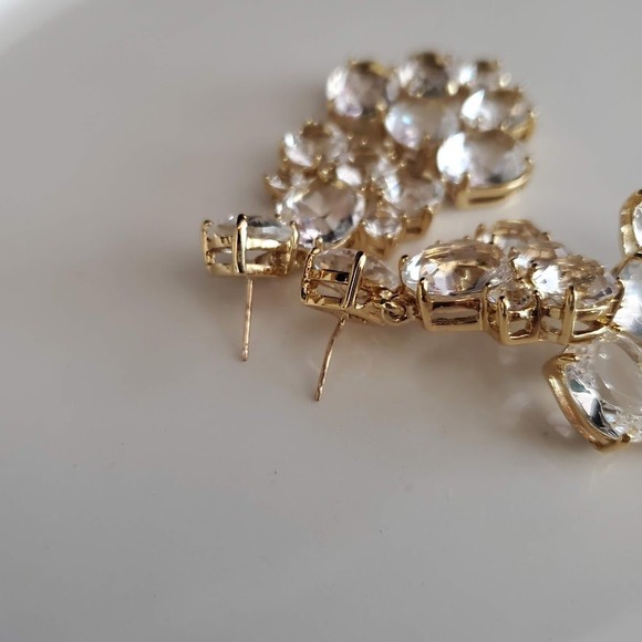 Kate Spade New York Gold Fill Crystal Chandelier Earrings Clear New with Tags - Picture 3 of 6
